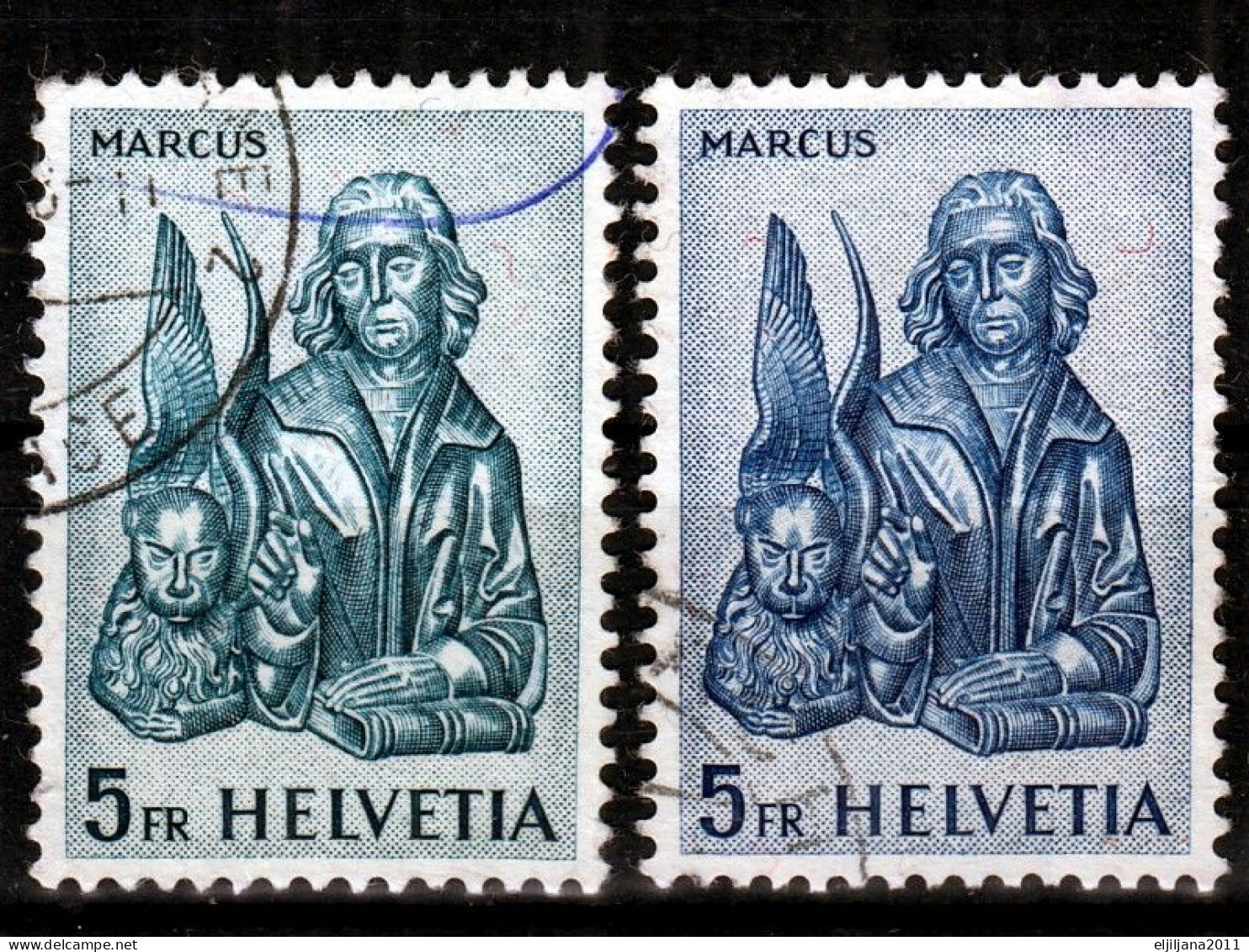 Switzerland / Helvetia / Schweiz / Suisse 1961 ⁕ Evangelisten / Evangelists Mi.738-741 ⁕ 7v Used - Shades - See Scan - Gebraucht