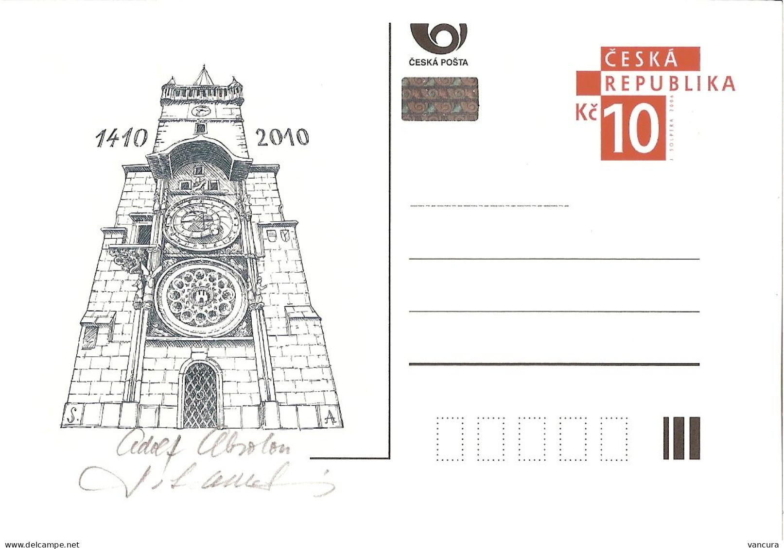 Card CDV C Czech Republic Big Tower Clock Of The Prague Old Town 2010 - Postales