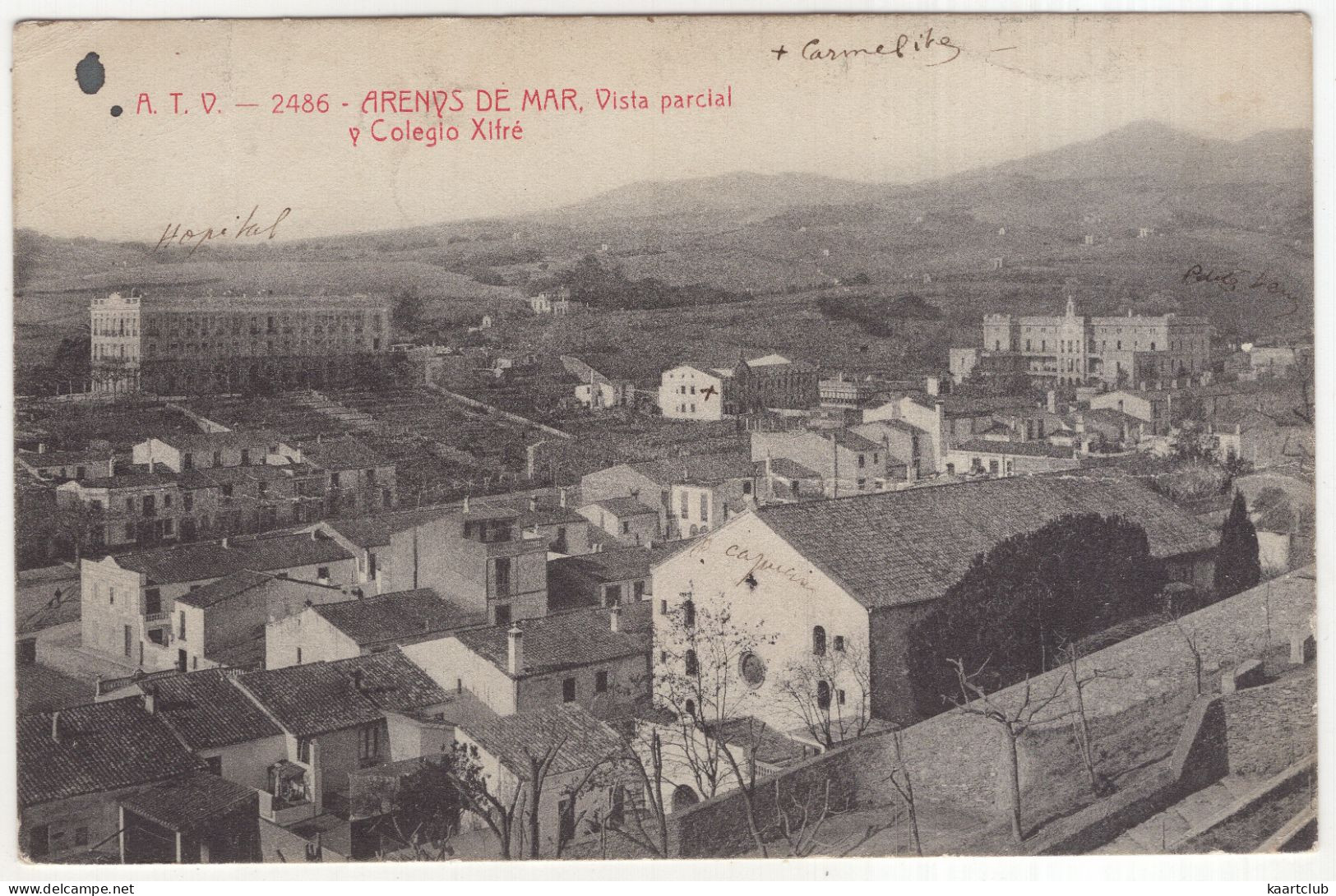 A.T.V. - 2486 - Arenys De Mar. Vista Parcial Y Colegio Xifré.  - (EspanaSpain) - 1909 - Barcelona