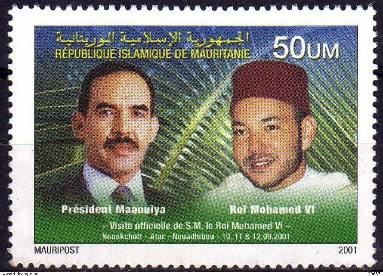 Mauritanie Mauritania 1114IX Mi, 11 Septembre 2001 , Visite De SM Mohamed VI Roi Du Maroc, Annulé, Attentats NY USA - Mauritanië (1960-...)