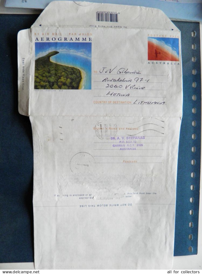 Aerogramme Cover Sent From Australia To Lithuania 1994 Tropical Coastline - Covers & Documents