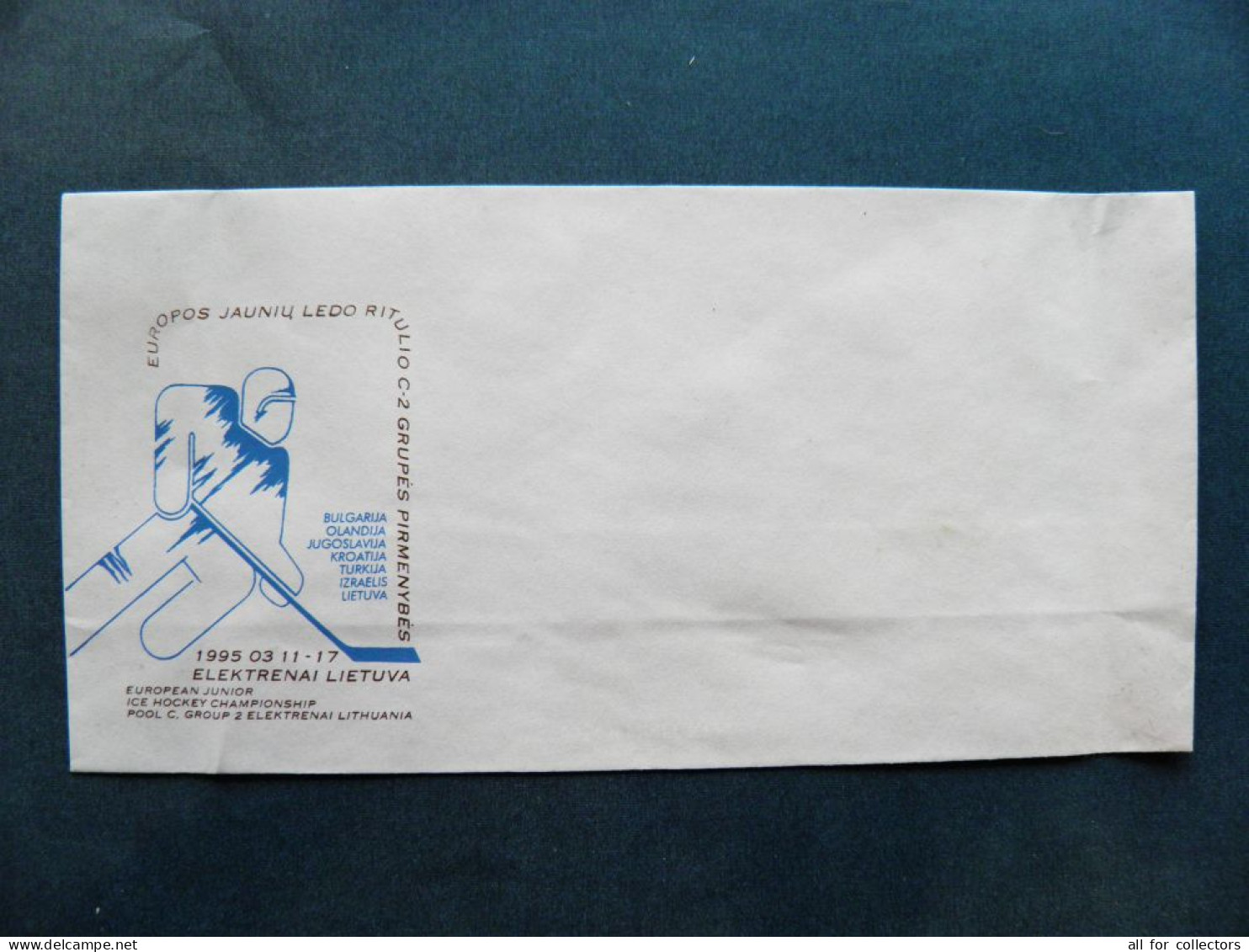 Envelope Cover Lithuania Sport Ice Hockey Elektrenai 1995 European Junior Championship - Lituania