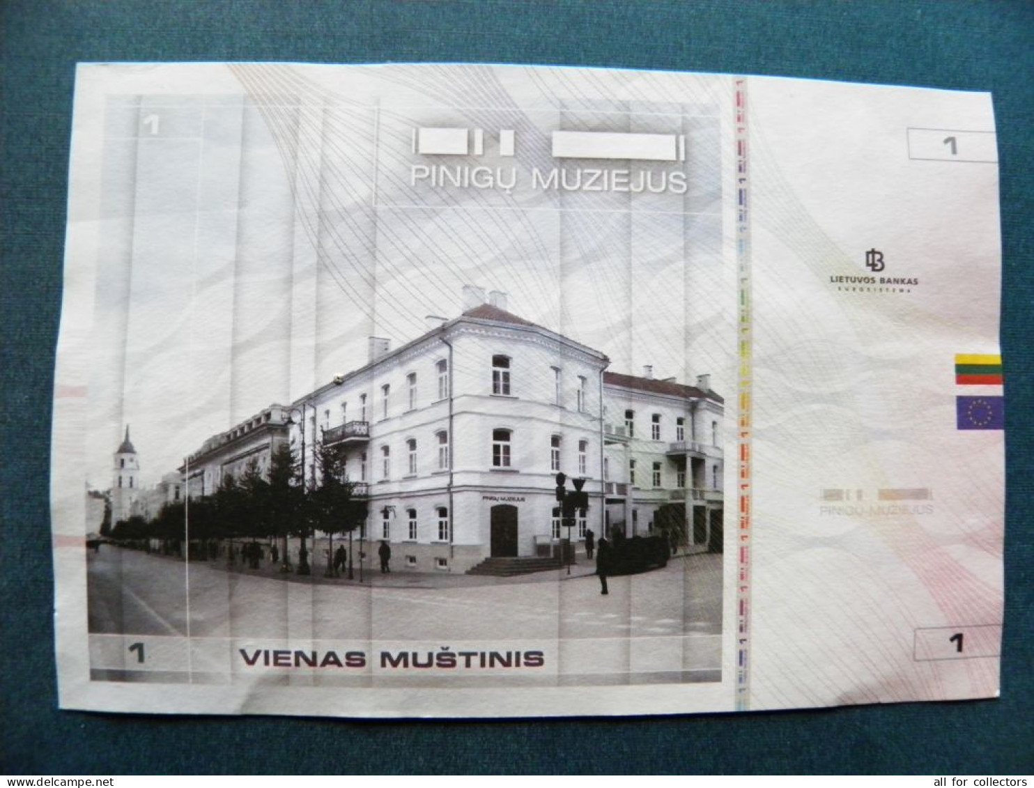 Personal Entry Ticket With Photo Lithuania To Museum Of Money Vilnius Pinigu Muziejus 2010 1 Mustinis - Biglietti D'ingresso