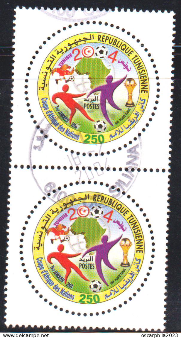 2004 -Tunisie/ Y&T -1506 -Coupe D'Afrique Des Nations De Football- En Paire 2 V / Obli - Used Stamps