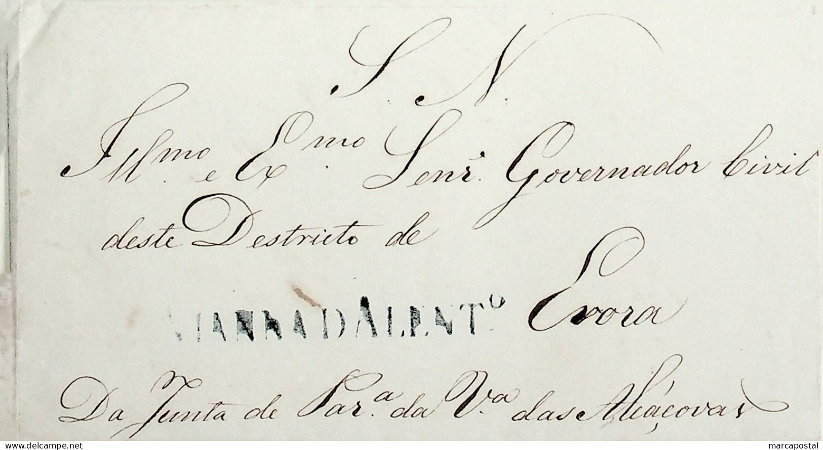 1843 Portugal Pré-Filatelia Viana Do Alentejo VNT 1 «VIANNADALENT» Azul - ...-1853 Préphilatélie