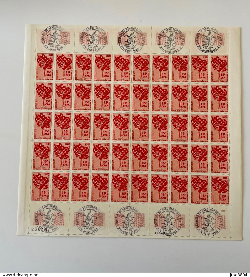 Réunion - 409 -  " Donneurs De Sang Bénévoles "- Feuille De 50 Timbres Etat Luxe Avec Cachet Premiers Jours - Unused Stamps