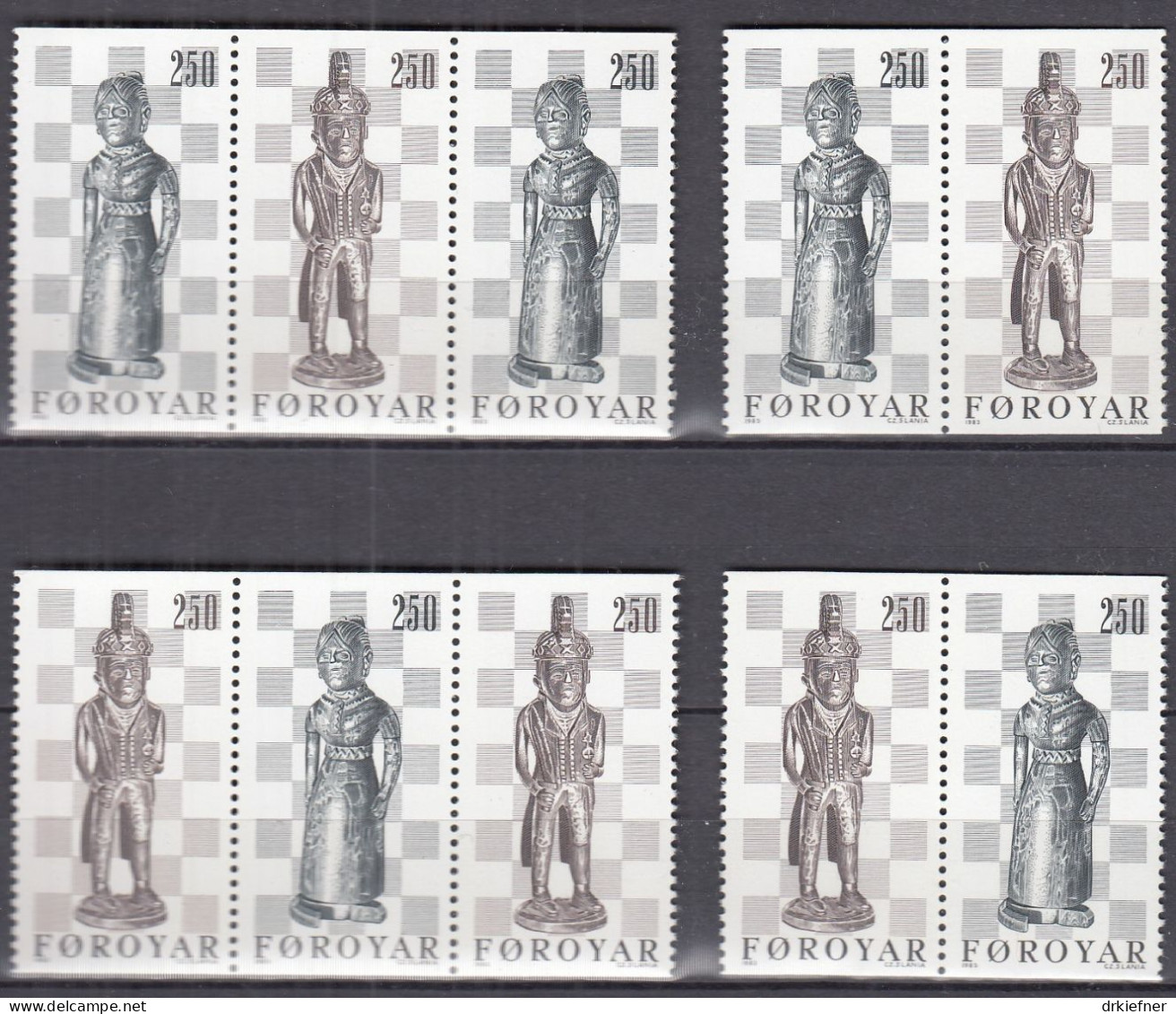 FÄRÖER  82-83, 4 Verschiedene Zusammendrucke Aus Markenheftchen 1, Postfrisch **, Schachfiguren, 1983 - Isole Faroer