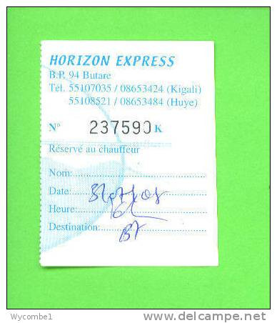 RWANDA - Horizon Express Bus Ticket - Mundo