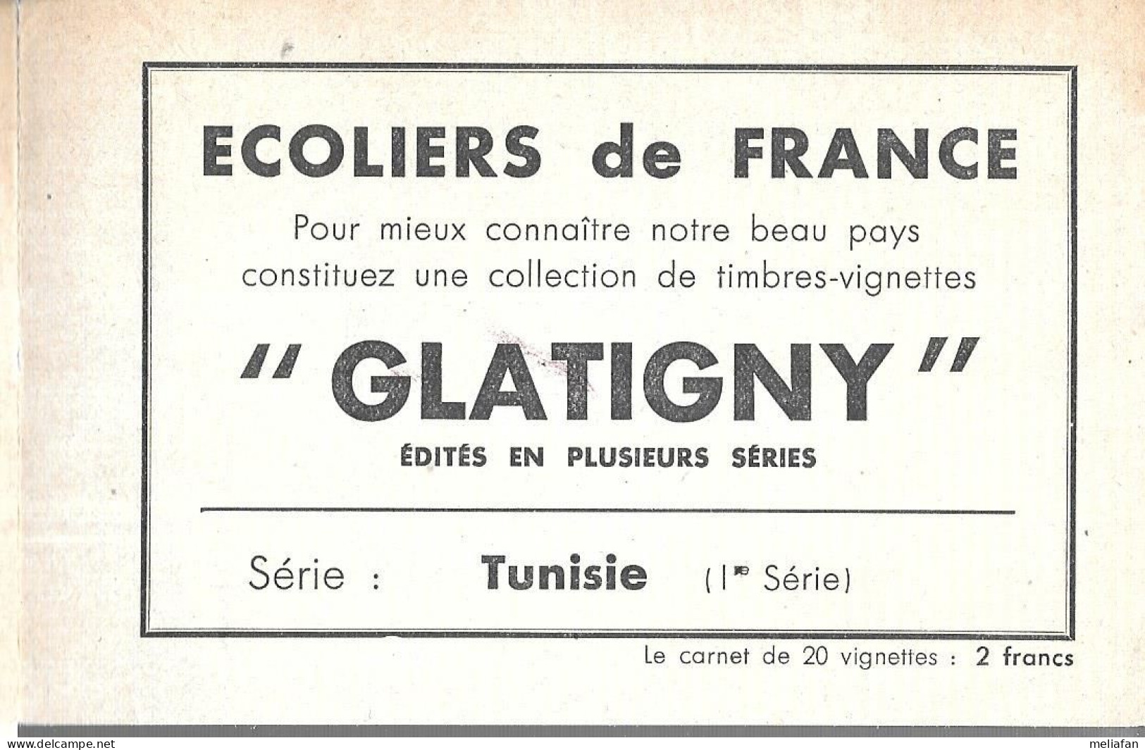 KB837 - CARNET VIGNETTES LA BELLE FRANCE VAUGIRARD - TUNISIE - Autres & Non Classés