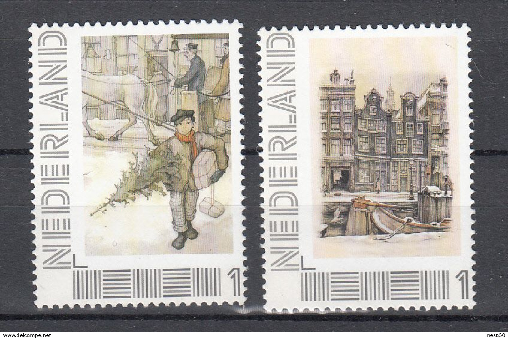 Nederland Persoonlijke Zegels: Wereld Van Anton Pieck: December Kerst + Hollandse Grachten - Unused Stamps