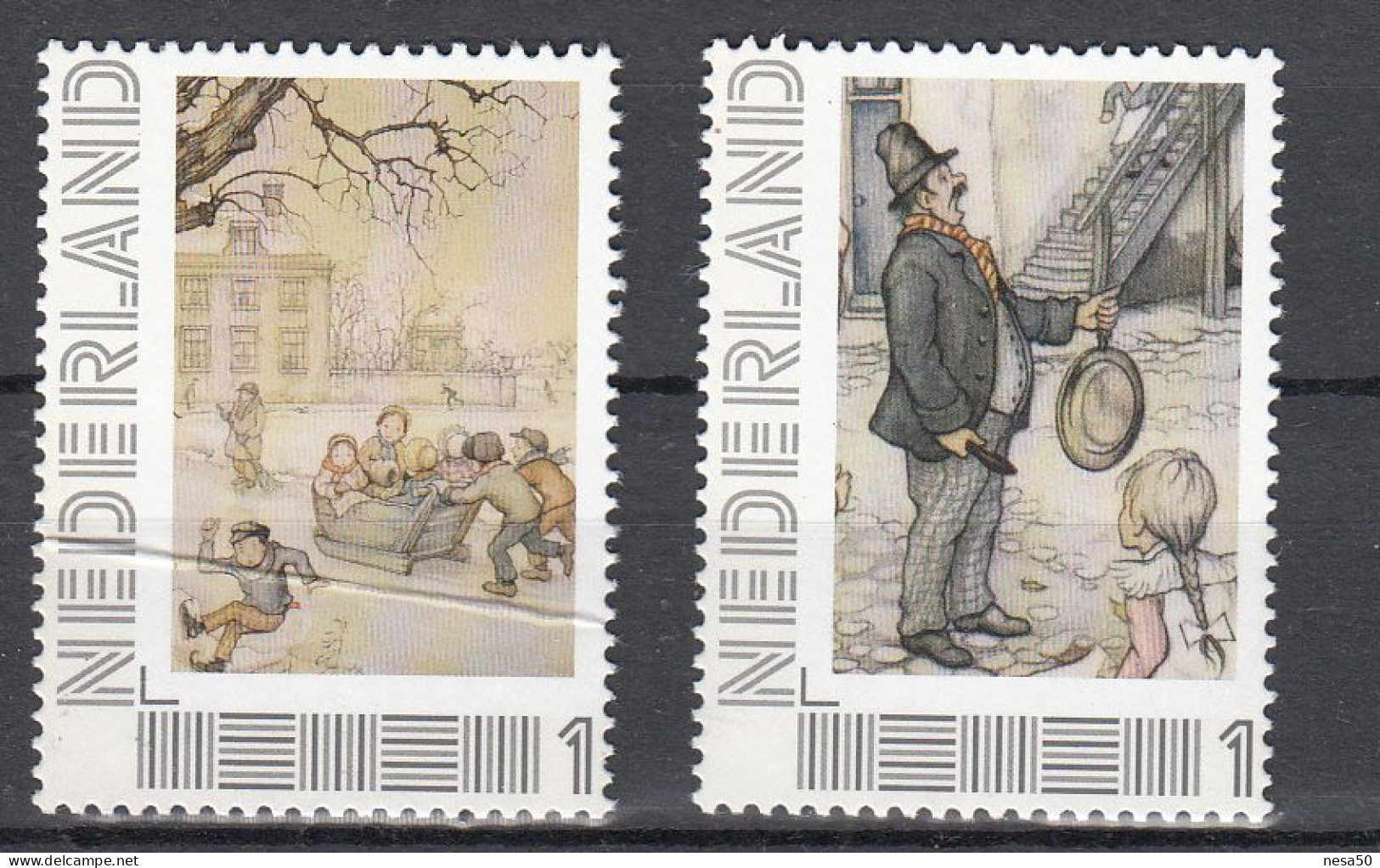 Nederland Persoonlijke Zegels: Wereld Van Anton Pieck: Schaatsen + Oude Ambachten - Unused Stamps