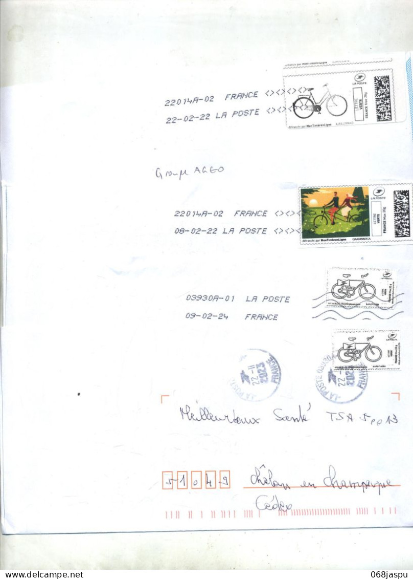 Lot  28 Lettre Sur Timbre En Ligne Theme Velo Oblitération à Voir - Afdrukbare Postzegels (Montimbrenligne)