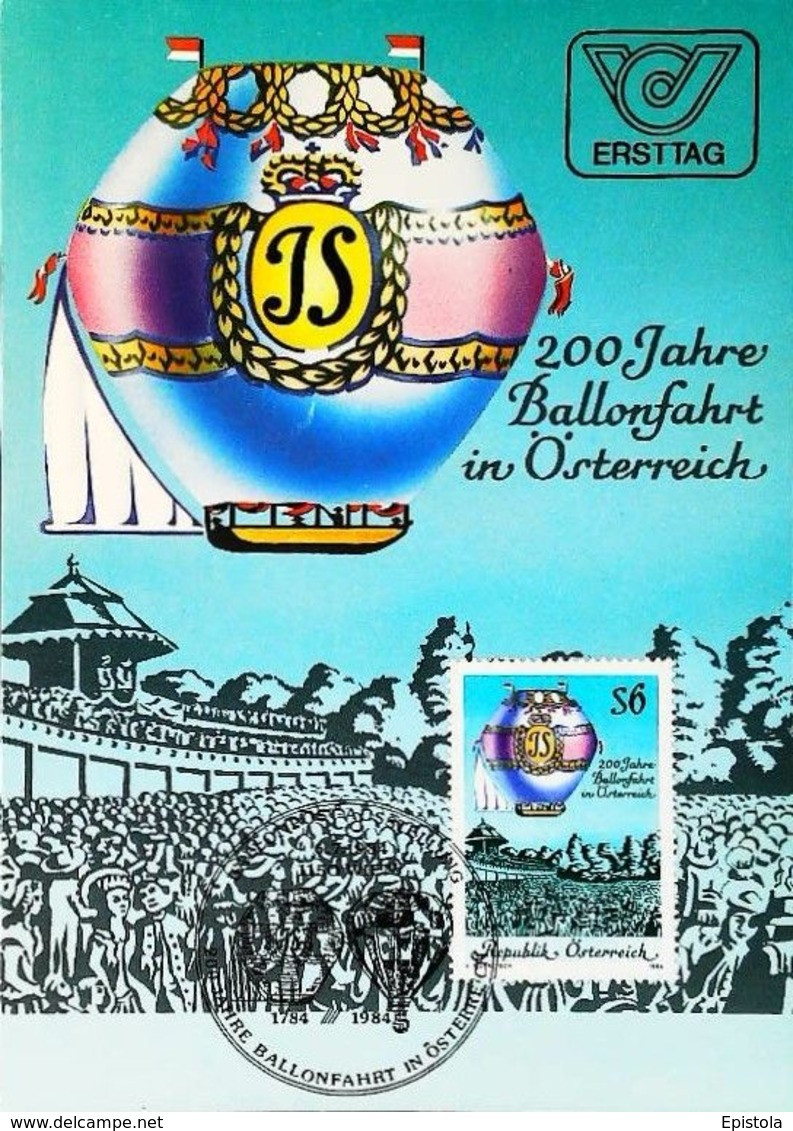 Johan Georg Stuwer  - Montgolfière Ballonfahrt Osterreich - Carte Maximum Card 1983 (Wien) - Montgolfières