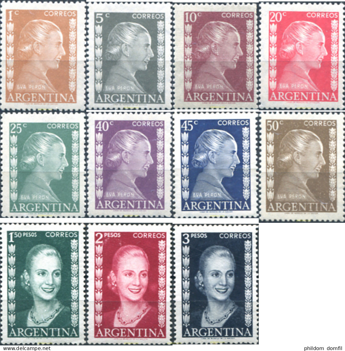 729372 MNH ARGENTINA 1952 SERIE CORRIENTE. MARIA EVA DUARTE DE PERÓN - Unused Stamps