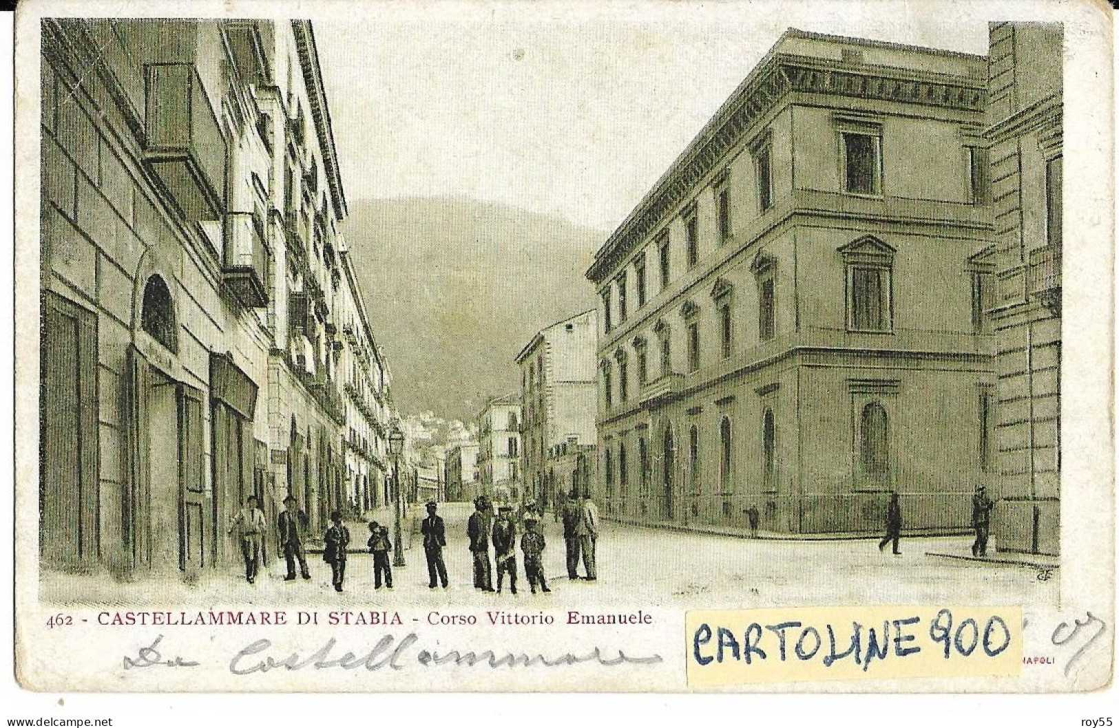 Campania-castellammare Di Stabia Corso Vittorio Emanuele Animatissima Veduta Corso Fine 800 (f.picc./v.retro) - Castellammare Di Stabia
