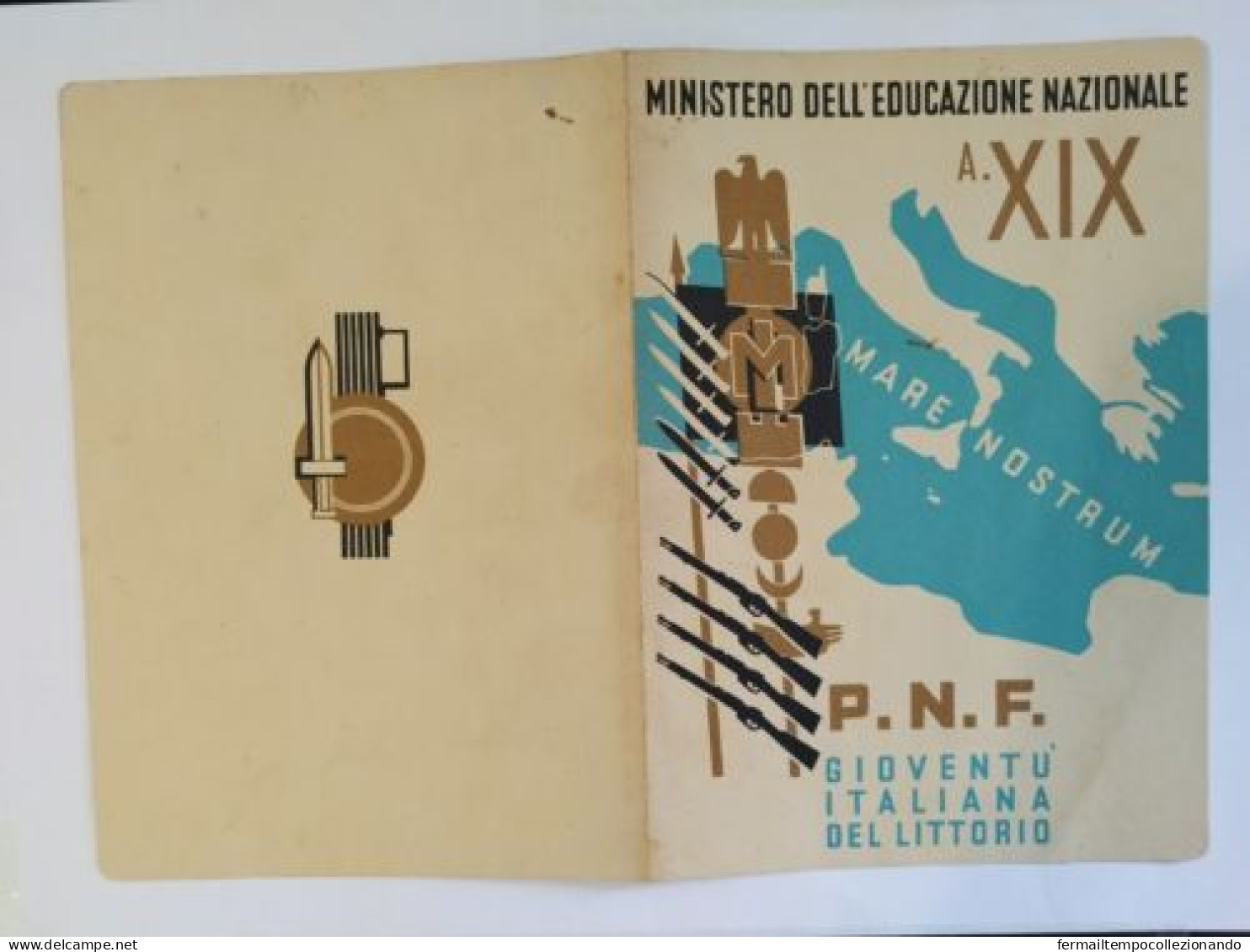 Bp4 Pagella Fascista Opera Balilla Ministero Educazione Nazionale Afragola 1941 - Diploma's En Schoolrapporten