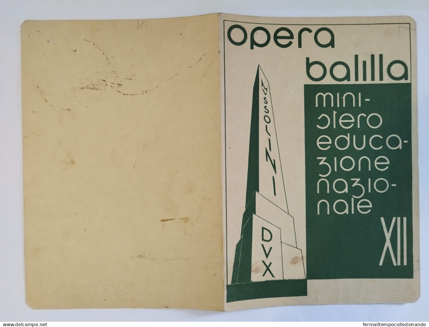 Bp3 Pagella Fascista Opera Balilla Ministero Educazione Nazionale Napoli 1934 - Diplome Und Schulzeugnisse