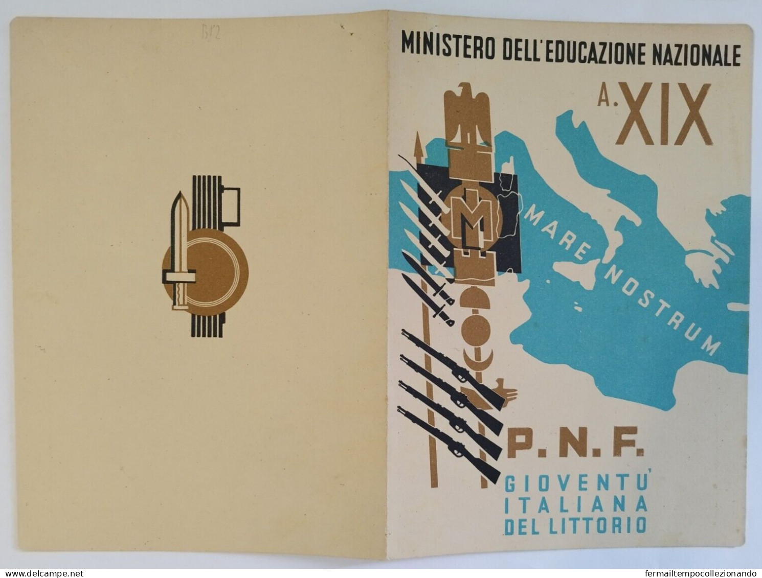 Bp2 Pagella Fascista Opera Balilla Ministero Educazione Nazionale Afragola 1941 - Diplômes & Bulletins Scolaires