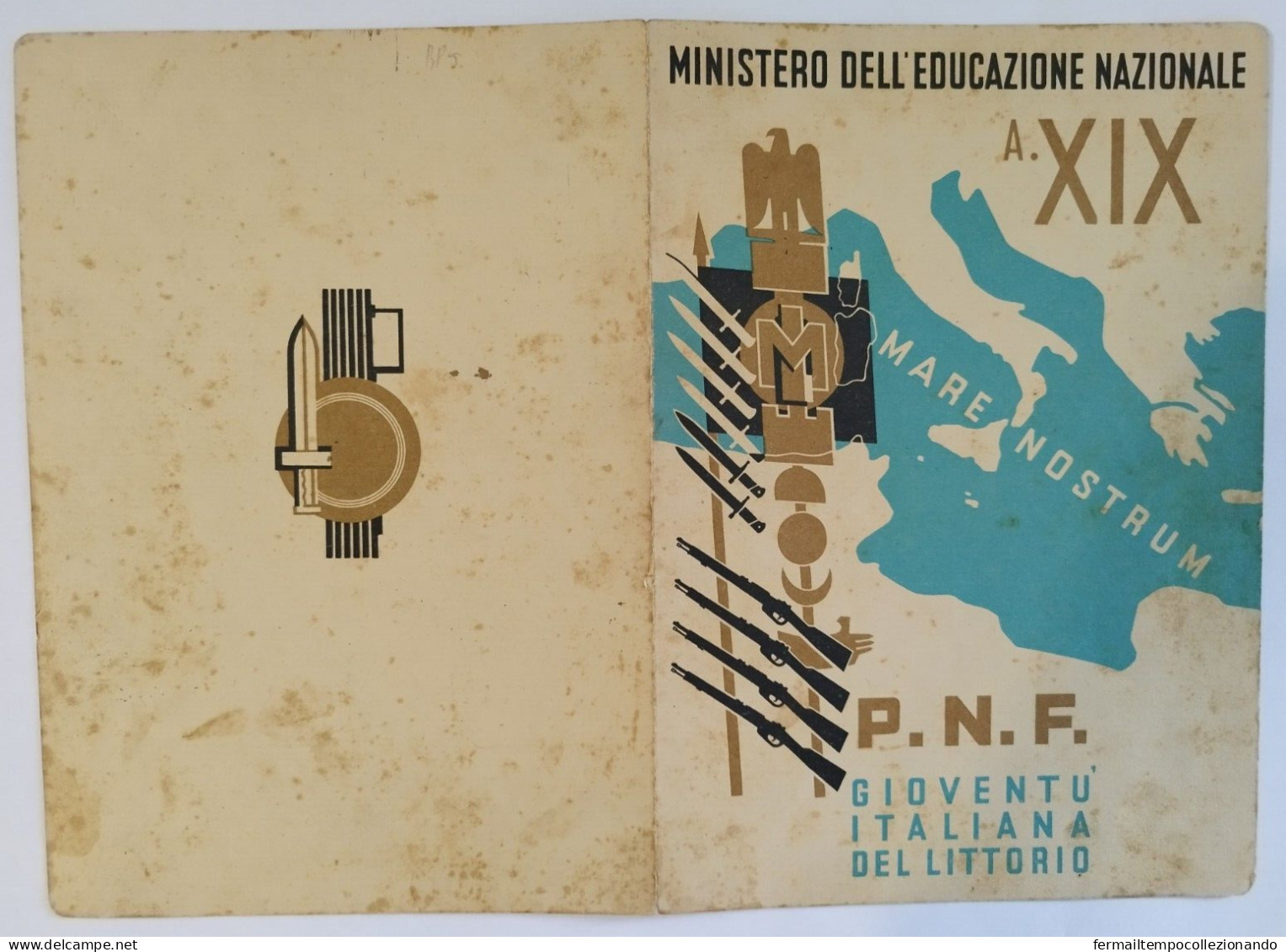 Bp5 Pagella Fascista Opera Balilla Ministero Educazione Nazionale Portici 1941 - Diplômes & Bulletins Scolaires