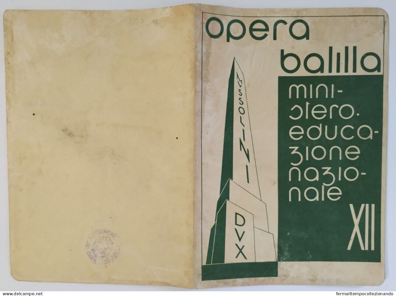Bp20 Pagella Fascista Opera Balilla Ministero Educazione Nazionale Roma 1934 - Diploma & School Reports