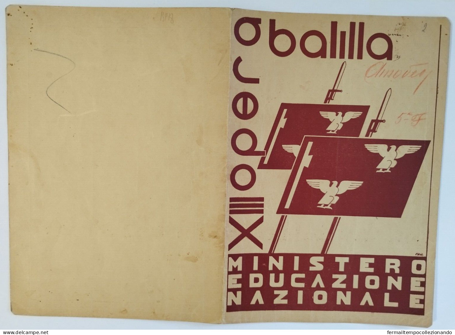 Bp18 Pagella Fascista Opera Balilla Ministero Educazione Nazionale Napoli 1935 - Diplome Und Schulzeugnisse