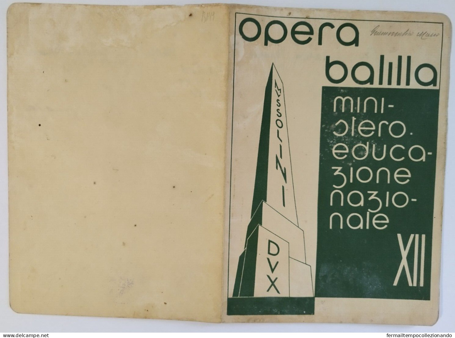 Bp19 Pagella Fascista Opera Balilla Ministero Educazione Nazionale Roma 1934 - Diplômes & Bulletins Scolaires