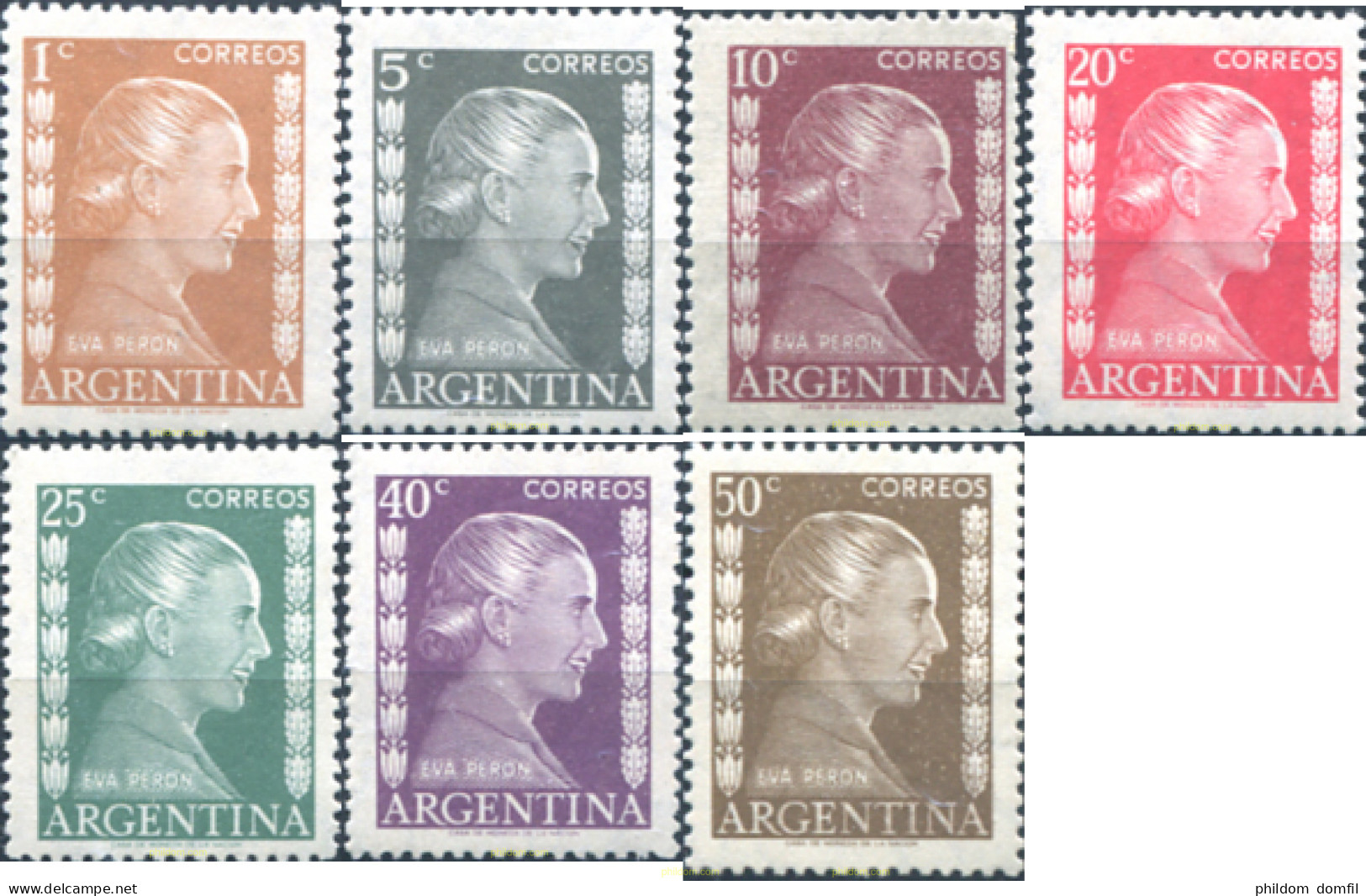 729374 HINGED ARGENTINA 1952 SERIE CORRIENTE. MARIA EVA DUARTE DE PERÓN - Neufs