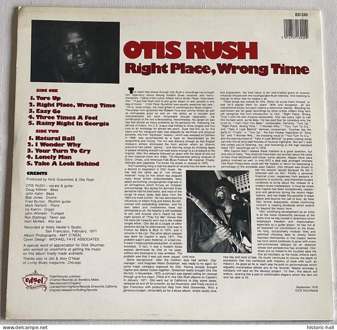 OTIS RUSH - Right Place, Wrong Time - LP - 1987 - UK Press - Blues