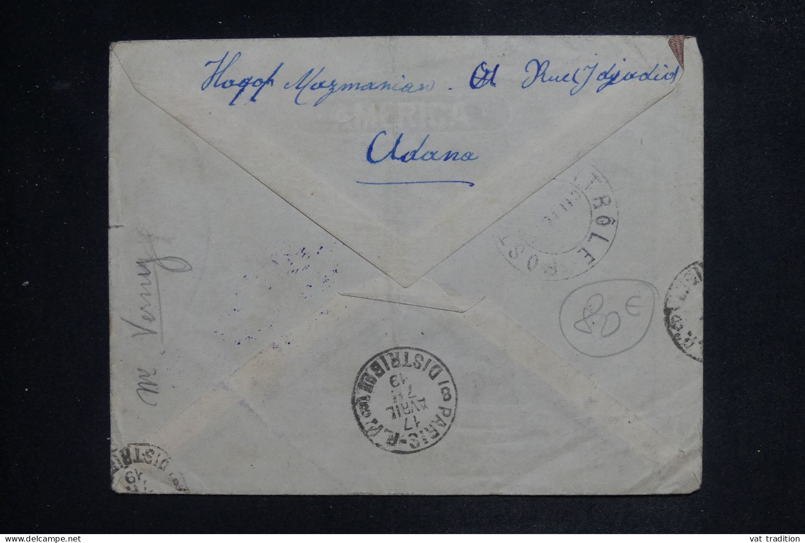 TURQUIE - CILICIE - Enveloppe De Adana Pour Paris En 1919 Avec Cachet De Censure - L 151802 - Covers & Documents