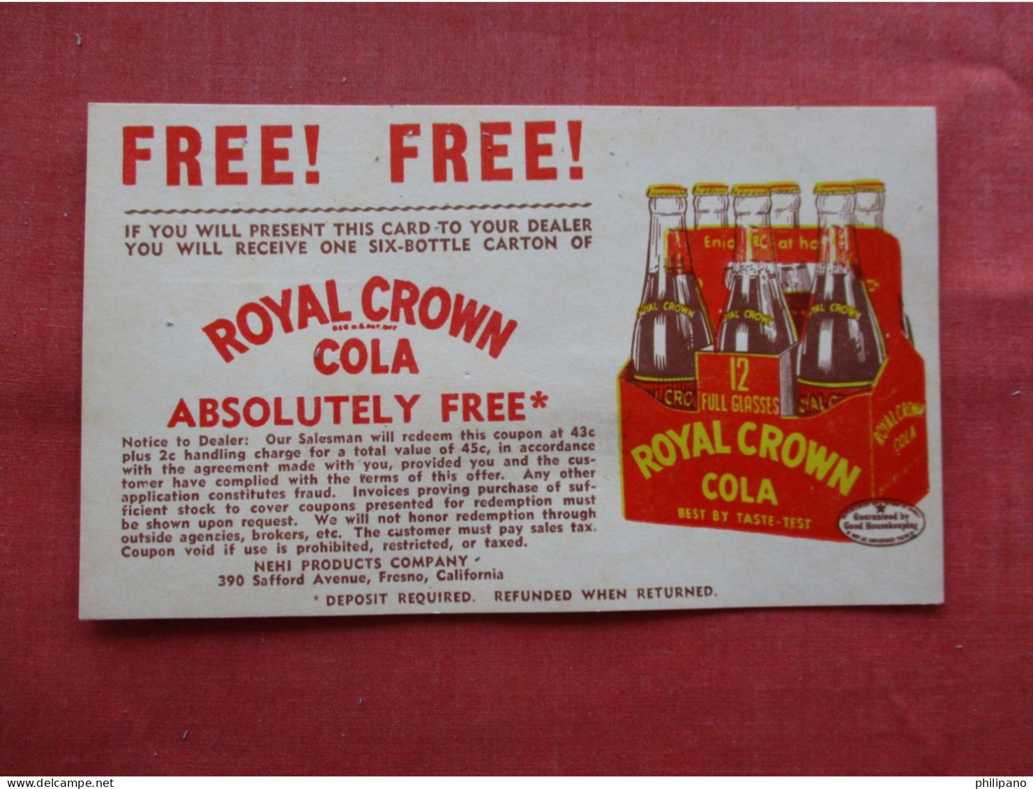 Royal Crown Cola. >   Ref 6382 - Werbepostkarten