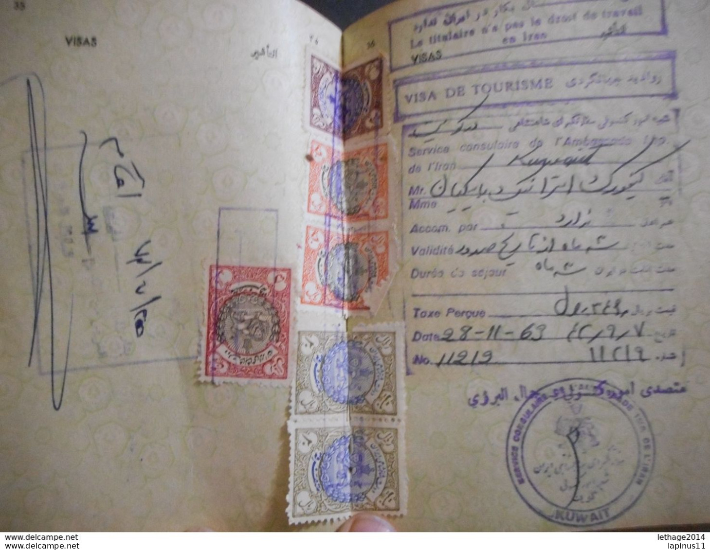 PASSPORT LEBANON لبنان LIBAN Saudi Arabia, Iran, France, Italy, Turkey Jordan Iran TAXE TAX FISCAL RARE