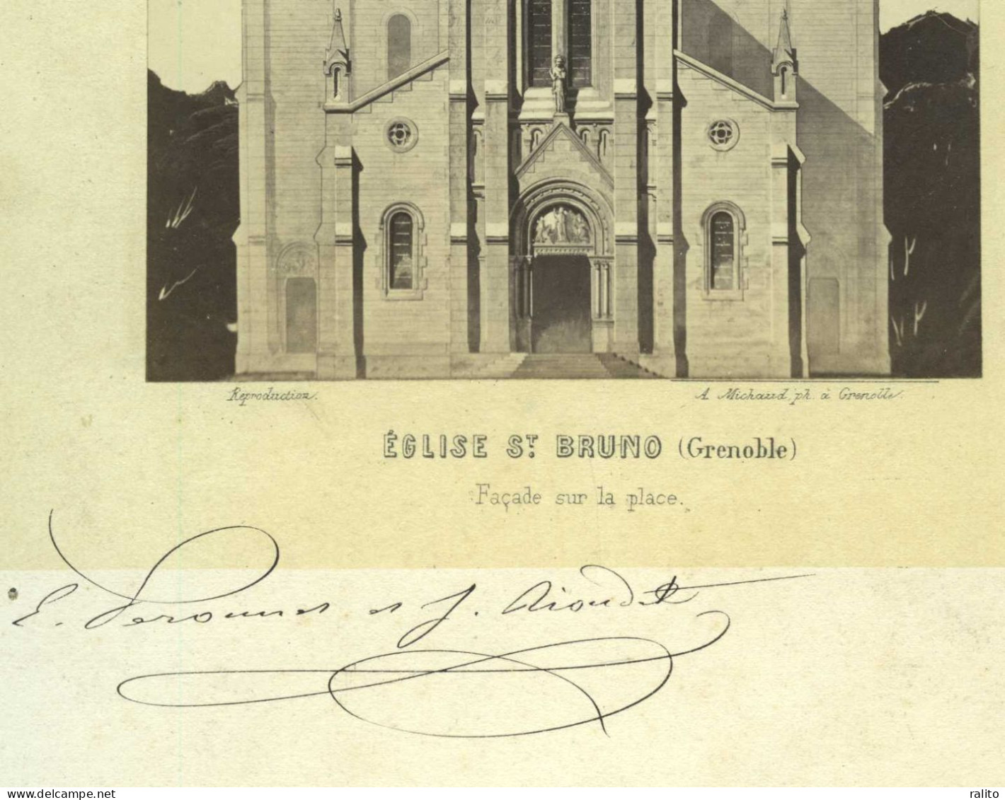 GRENOBLE Vers 1865 Projet église Saint Bruno Photo D'après Dessin Architecture - Luoghi