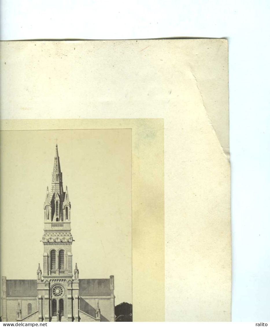GRENOBLE Vers 1865 Projet église Saint Bruno Photo D'après Dessin Architecture - Luoghi