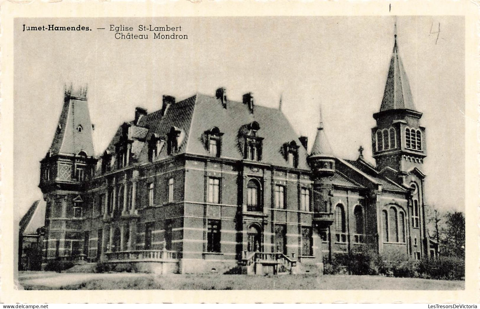 BELGIQUE - Jumet Hamendes - Eglise St Lambert - Château Mondron - Carte Postale Ancienne - Charleroi