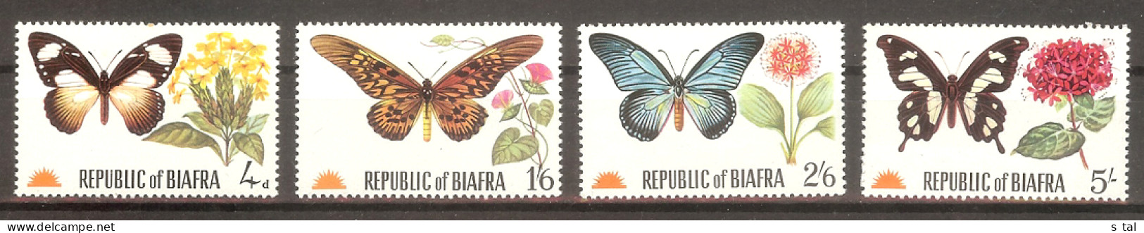 BIAFRA  Butterflies,flowers Set 4 Stamps  MNH - Schmetterlinge