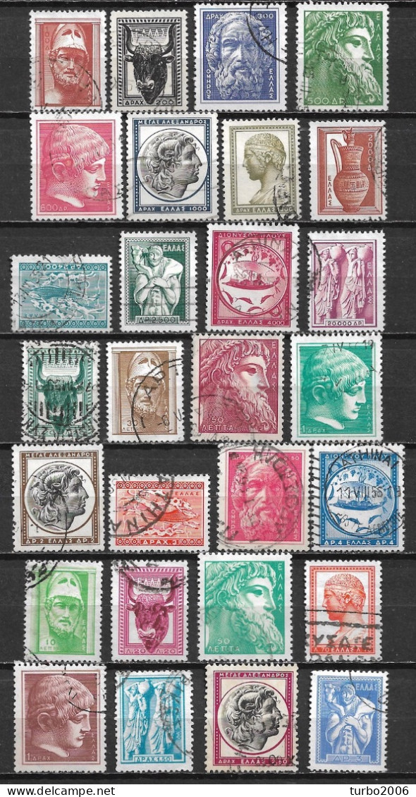 GREECE 1954-1955-1958 Ancient Greek Art I-II-III 3 Complete Used Sets Vl. 678/689-696/703-754/761 - Usati