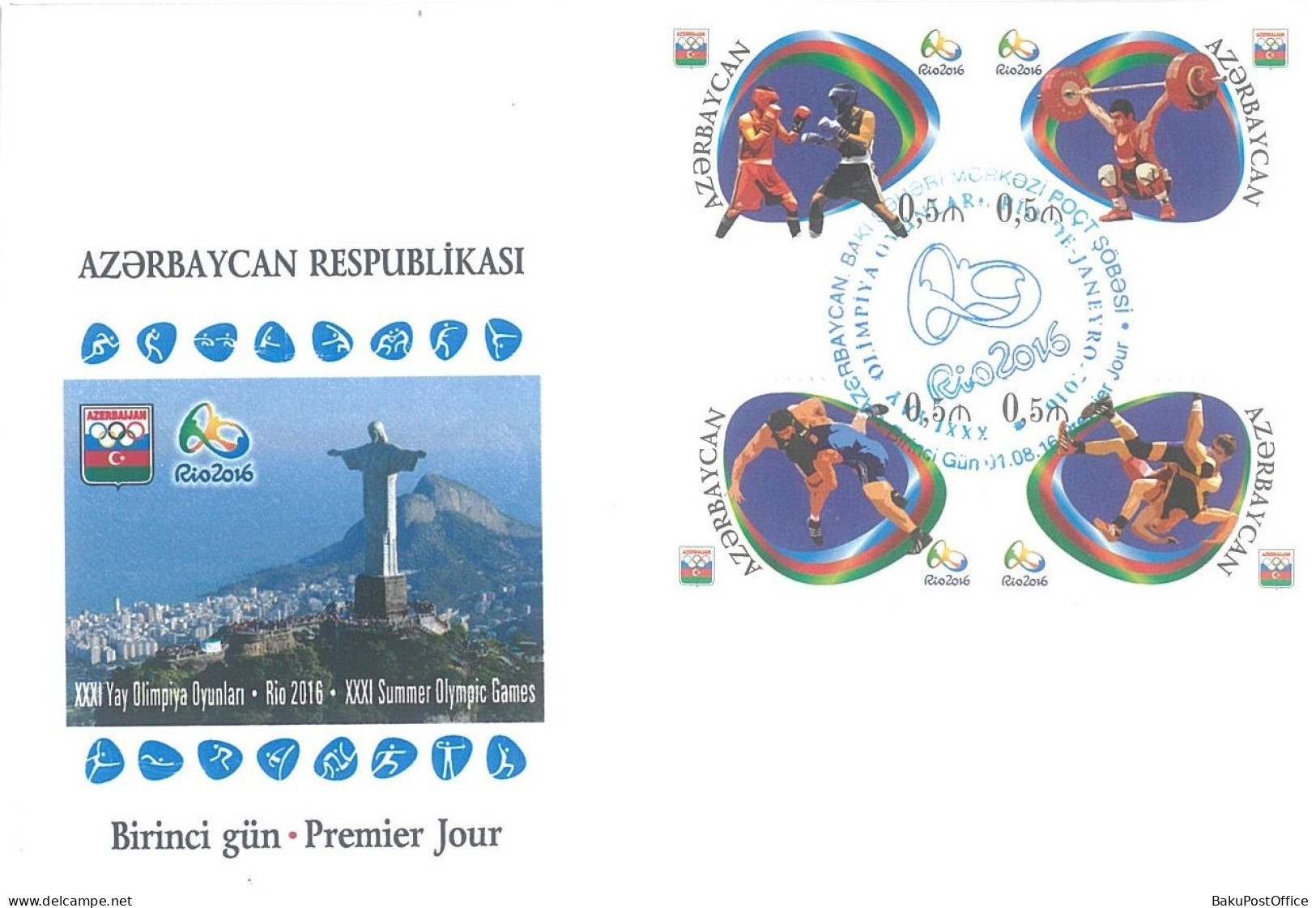 Azerbaijan  2016  FDC First Day Cover Summer Olimpic Games Rio 2016 With 4 Stamps - Azerbaijan