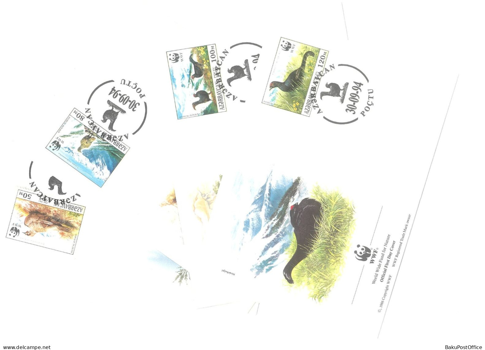 Azerbaijan  1994. 4 Numbers  FDC First Day Cover WWF Birds   World Wide Fund For Nature - Azerbeidzjan