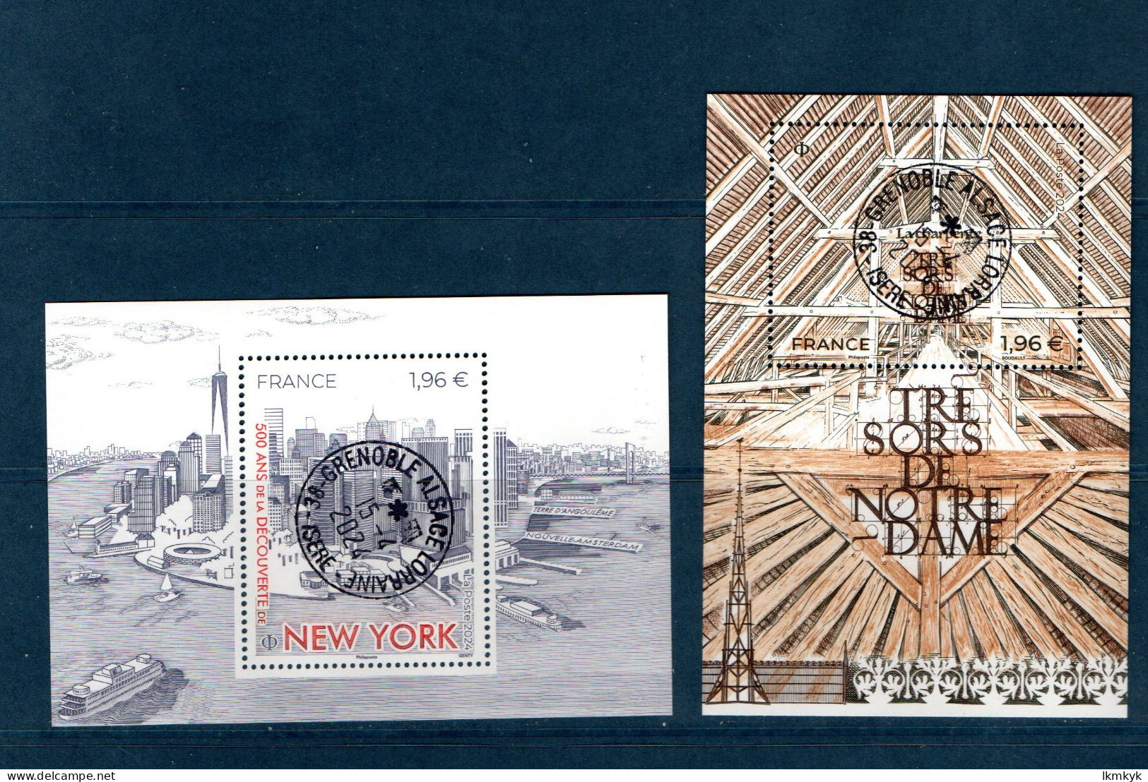 France 2024. Bloc Trésors Notre Dame & New York. Cachet. Rond Gomme D'origine - Souvenir Blocks & Sheetlets