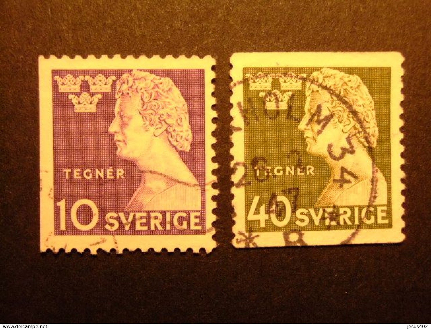 90 SUECIA SUEDE 1946 / ISAIAS TEGNER Poeta / YVERT 324 / 25 FU - Schriftsteller