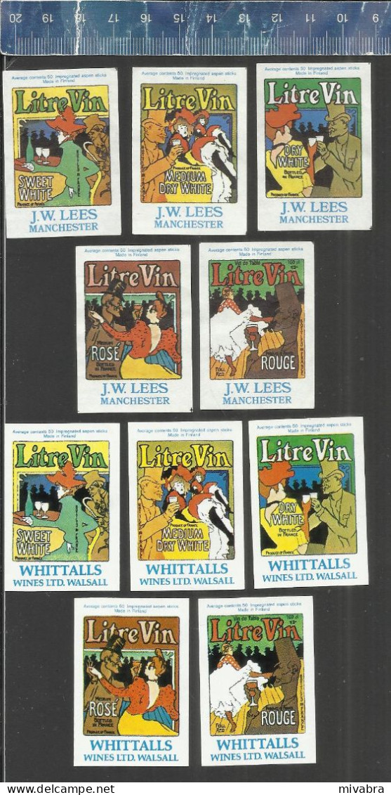 LITRE VIN ( ROUGE WHITE ROSÉ J. W. LEES MANCHESTER & WHITTALLS WINES WALSALL -  MATCHBOX LABELS MADE IN FINLAND - Matchbox Labels