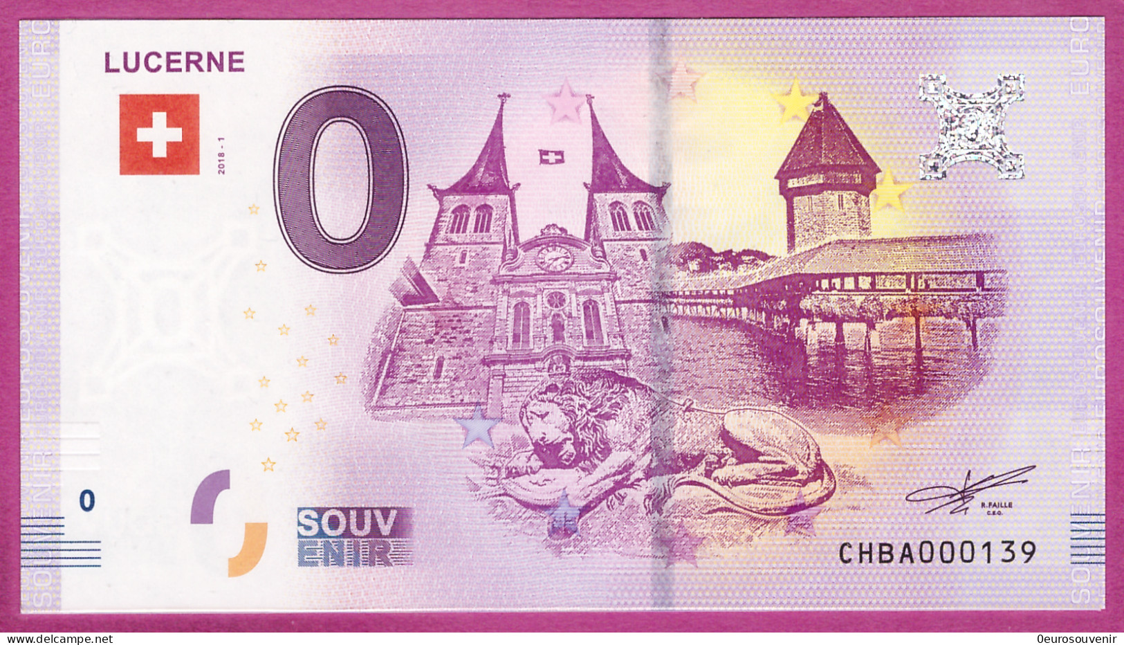 0-Euro CHBA 2018-1 LUCERNE - LUZERN  S-7e - Essais Privés / Non-officiels