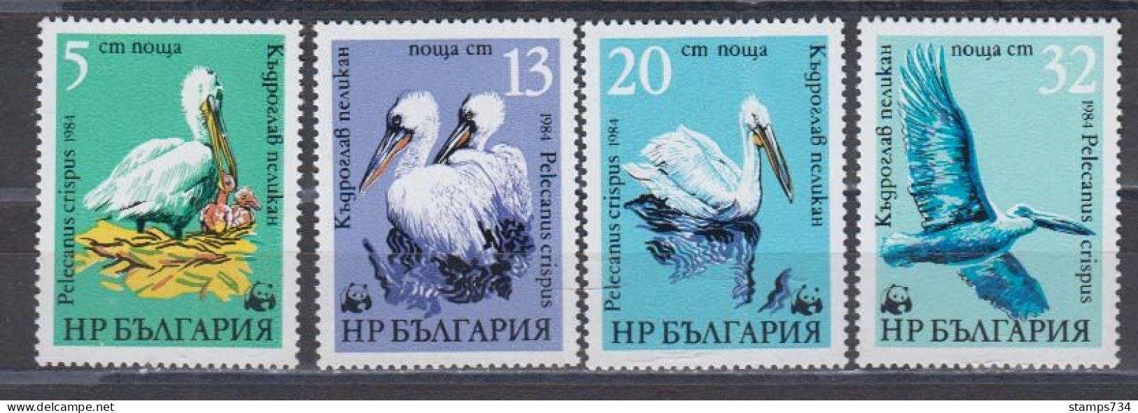 Bulgaria 1984 - WWF: Pelicans, Mi-Nr. 3303/06, MNH** - Ungebraucht