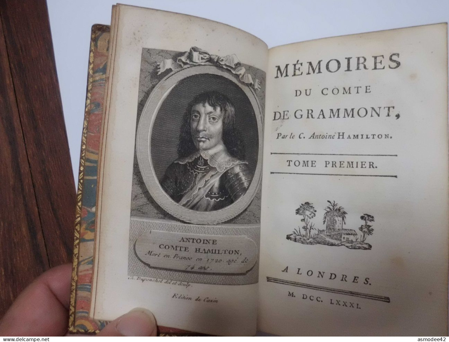 MEMOIRES DU COMTE DE GRAMMONT PAR  HAMILTON  TOME 1    1781  LONDRES   LIVRE ANCIEN XVIIIème  DIM 12,5 X 7,5 Cm - 1701-1800