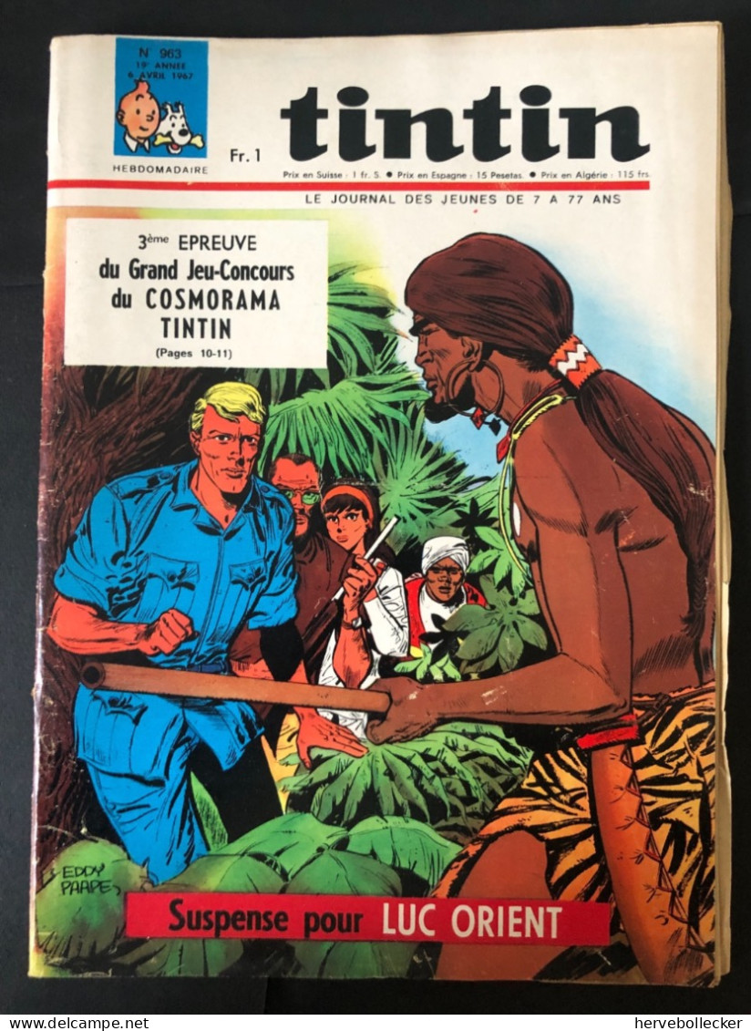 TINTIN Le Journal Des Jeunes N° 963 - 1967 - Tintin