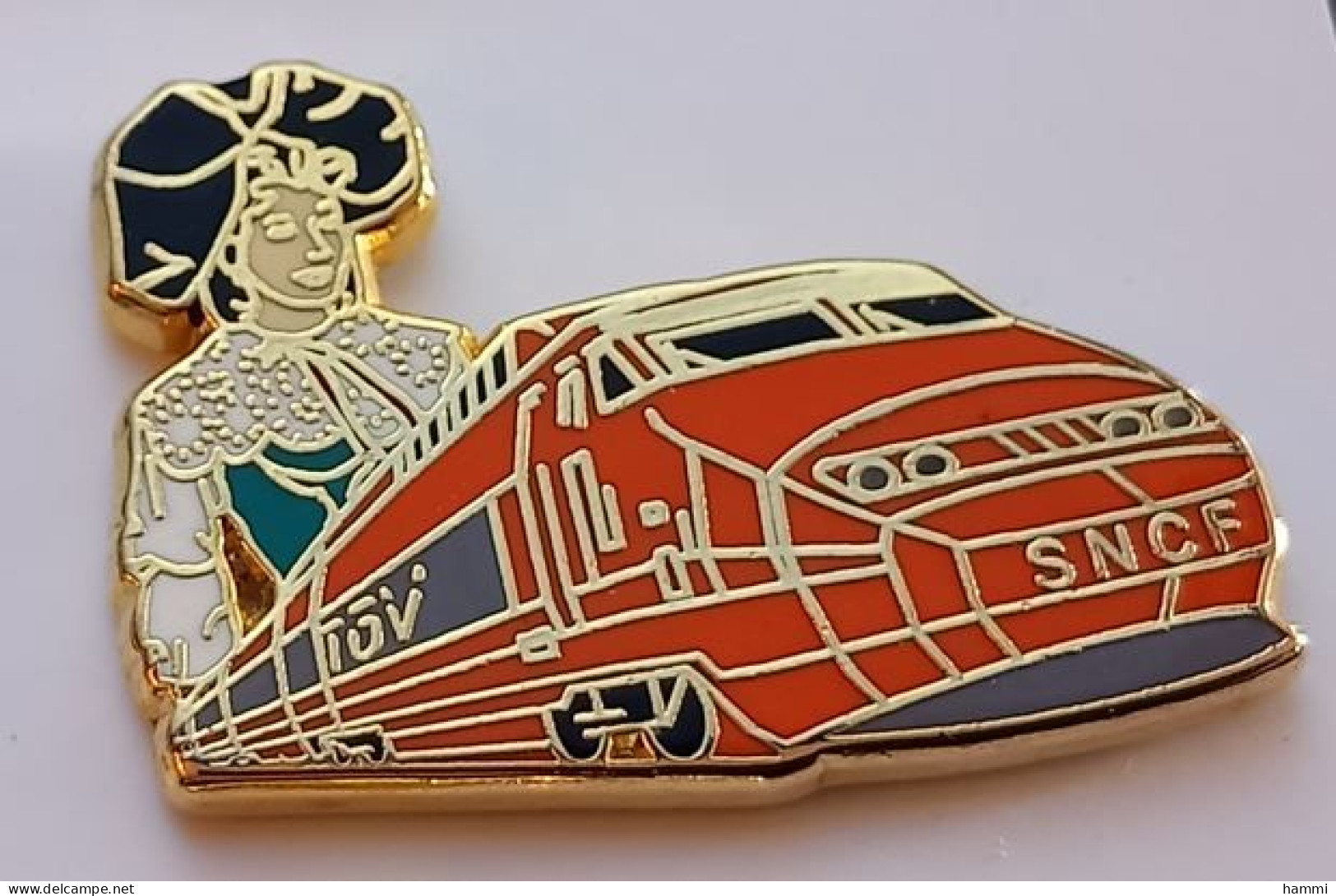 Q53 Gros Pin's SNCF TGV Train Orange Folklore Alsace Ballard Achat Immédiat - TGV