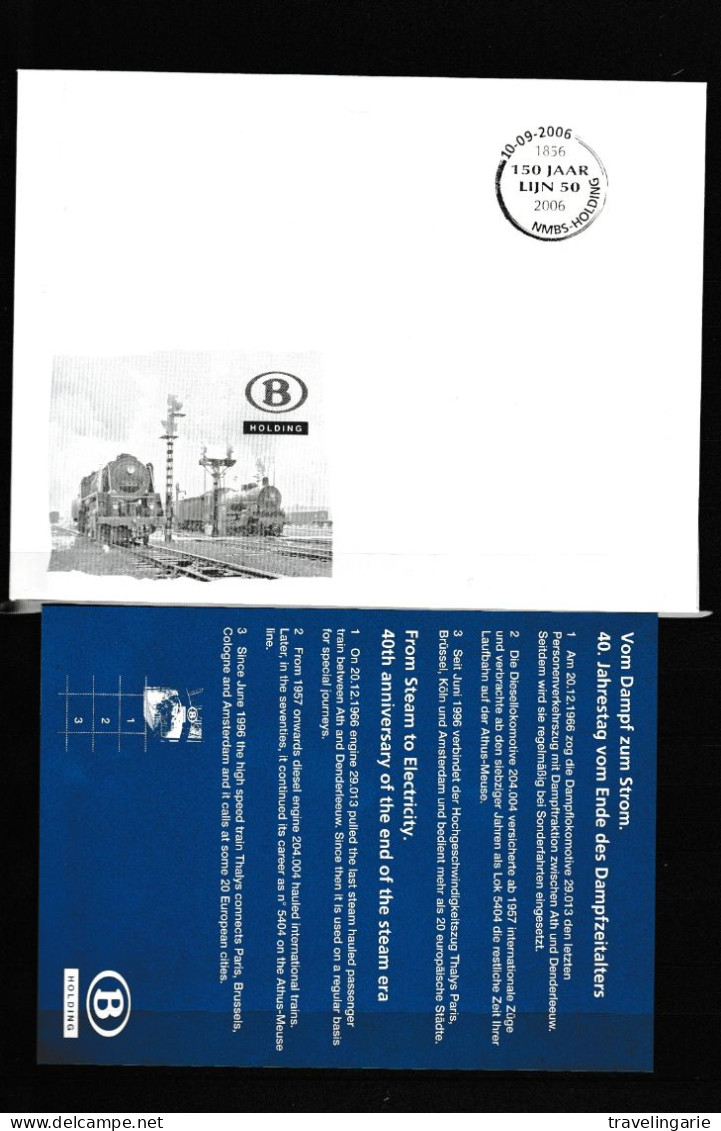 Belgium 2006 S/S From Steam To Electricity + Introduction Card + Envelope 150st Anniversary Line 50  MNH ** - 1996-2013 Vignetten [TRV]