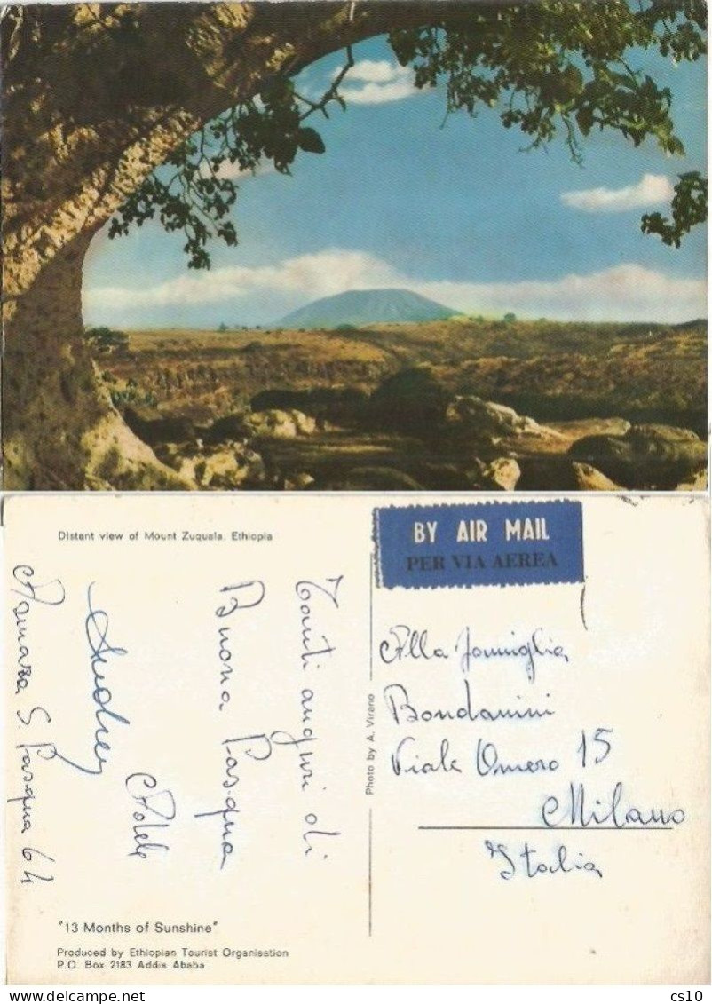 Ethiopia Mount / Volcano Zuquala Stampless Airmail Pcard Asmara 1964 X Italy - Vulkanen