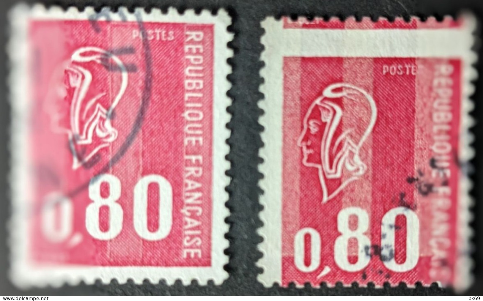 Variété 1816g Piquage Décalé Marianne Béquet 80c Rouge - Oblitérés
