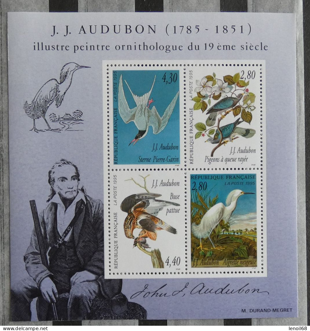 Bloc Feuillet N° 18 Quatre Timbres Oiseaux Jean-Jacques Audubon - Neufs